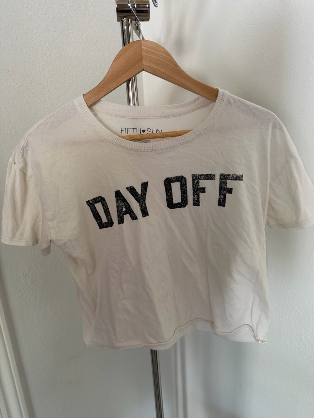 Fifth Sun White 'Day Off' Graphic Crop Top